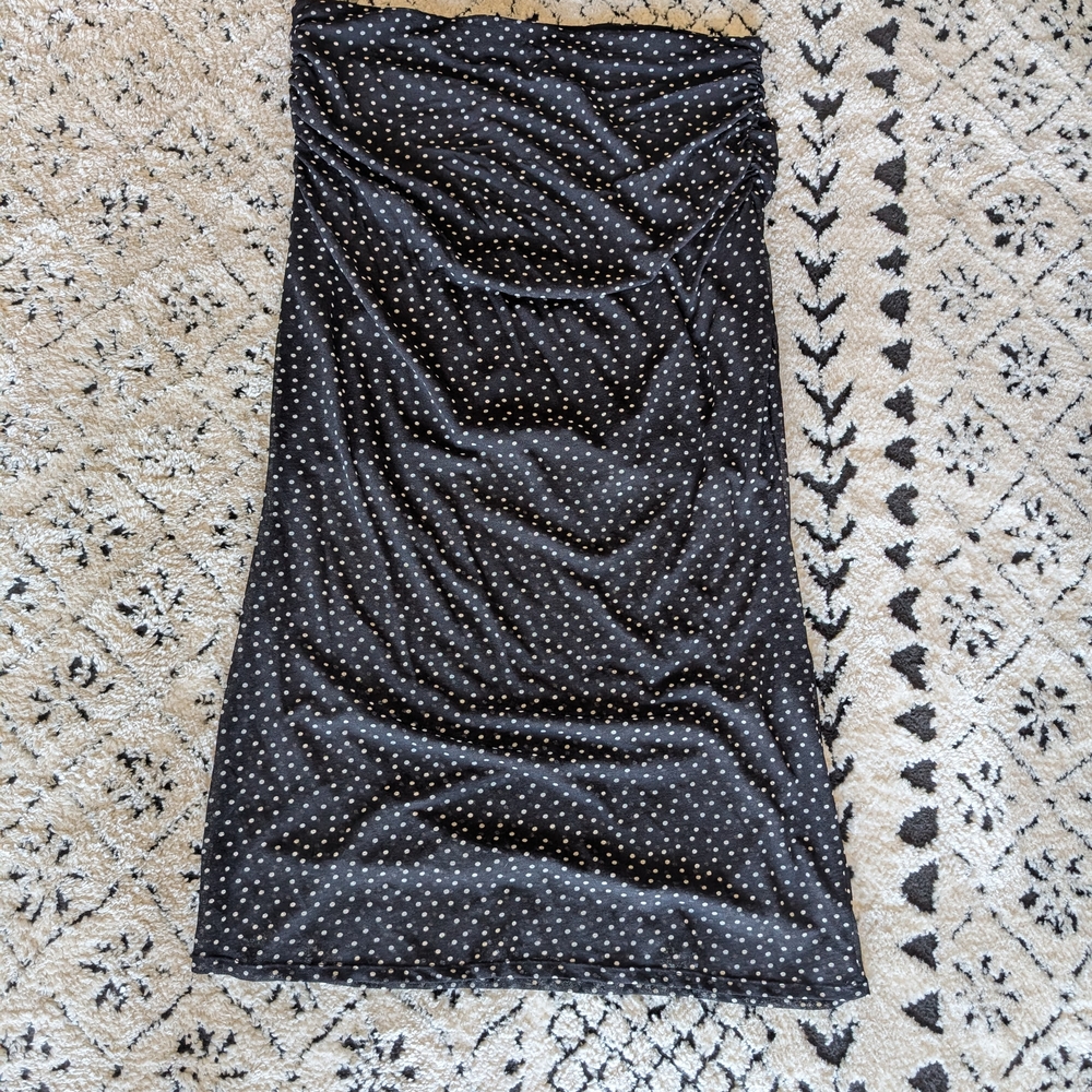 Abercrombie & Fitch Black Mesh Polkadot Midi Pencil Skirt